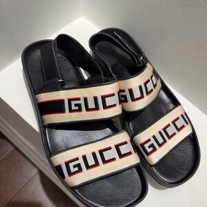 Gucci Black and Cream Logo Slides